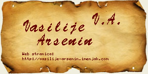 Vasilije Arsenin vizit kartica